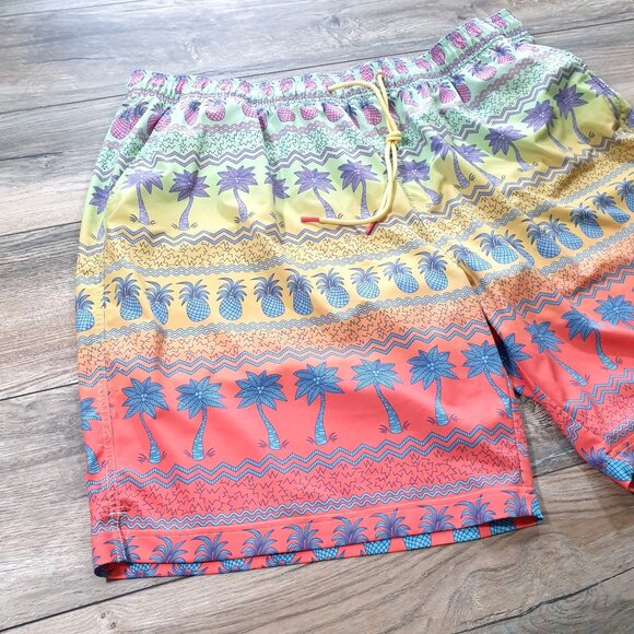 Caribbean Swimwear Men Tropical Swim Trunks 2XB Elastic Waist 40 In - Picture 4 of 7